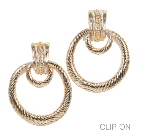 THE LUXE NK GLAM GIRL LUXURY JEWELRY COLLECTION - SILVER & GOLD CROSS OVER CLIP ON EARRINGS - E33835
