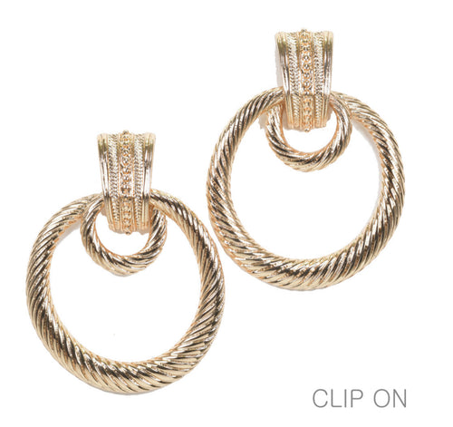 THE LUXE NK GLAM GIRL LUXURY JEWELRY COLLECTION - SILVER & GOLD CROSS OVER CLIP ON EARRINGS - E33835