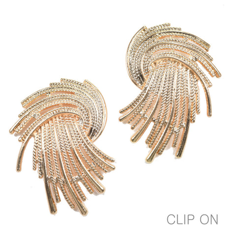 THE LUXE NK GLAM GIRL LUXURY JEWELRY COLLECTION - SILVER & GOLD CROSS OVER CLIP ON EARRINGS - E33835