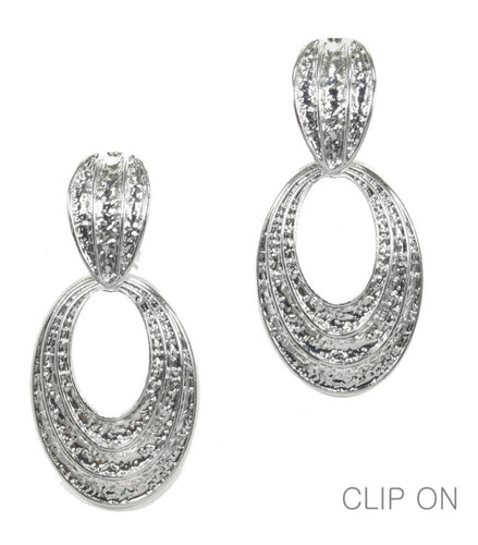 THE LUXE NK GLAM GIRL LUXURY JEWELRY COLLECTION - SILVER & GOLD CROSS OVER CLIP ON EARRINGS - E33835