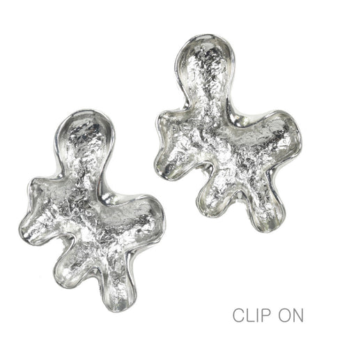 THE LUXE NK GLAM GIRL LUXURY JEWELRY COLLECTION - SILVER & GOLD CROSS OVER CLIP ON EARRINGS - E33835