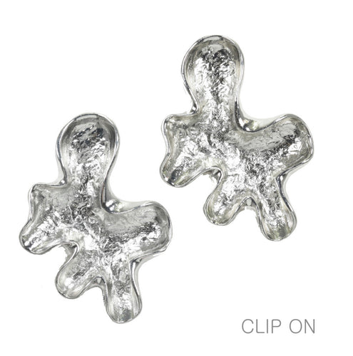THE LUXE NK GLAM GIRL LUXURY JEWELRY COLLECTION - SILVER & GOLD CROSS OVER CLIP ON EARRINGS - E33835