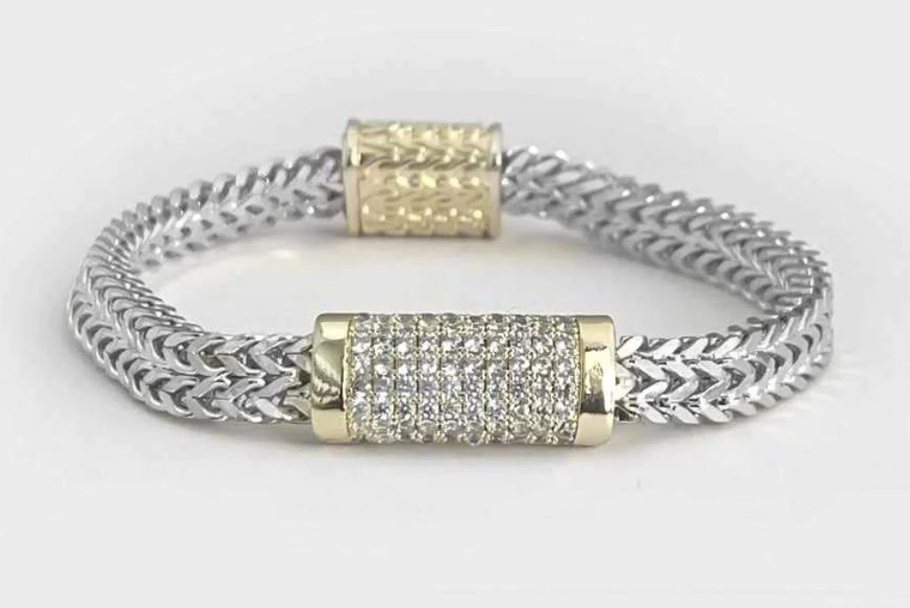 THE LUXE NK GLAM GIRL LUXURY JEWELRY COLLECTION - RHINESTONE CLUSTERED MAGNETIC CLASP BRACELET & BANGLES