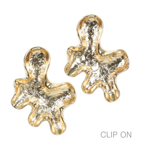 THE LUXE NK GLAM GIRL LUXURY JEWELRY COLLECTION - SILVER & GOLD CROSS OVER CLIP ON EARRINGS - E33835