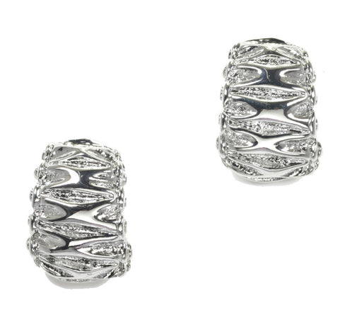 THE LUXE NK GLAM GIRL LUXURY JEWELRY COLLECTION - SILVER & GOLD CROSS OVER CLIP ON EARRINGS - E33835
