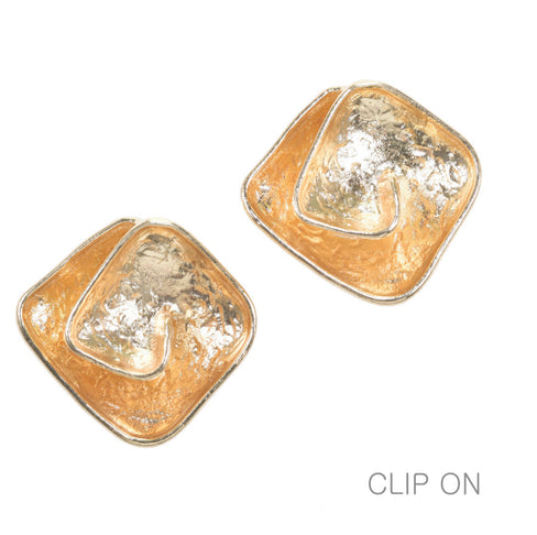 THE LUXE NK GLAM GIRL LUXURY JEWELRY COLLECTION - SILVER & GOLD CROSS OVER CLIP ON EARRINGS - E33835