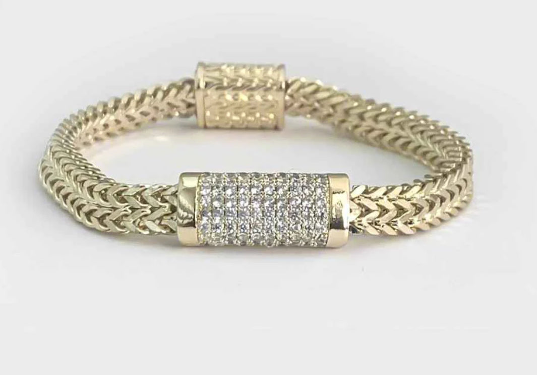 THE LUXE NK GLAM GIRL LUXURY JEWELRY COLLECTION - RHINESTONE CLUSTERED MAGNETIC CLASP BRACELET & BANGLES