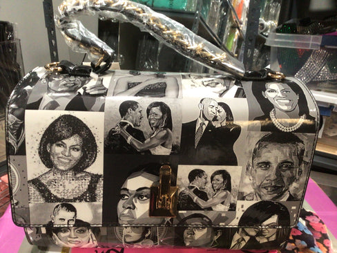 THE LUXE NK BLACK AND WHITE MICHELLE OBAMA SPEEDY BAG