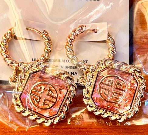 THE LUXE NK GLAM GIRL ACCESSORIES & BELT COLLECTION - GREEK HOOP DANGLE EARRINGS - YE3397
