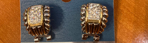 THE LUXE NK GLAM GIRL LUXURY COLLECTION - SILVER/GOLD TWISTED HOOPS WITH RHINESTONE - E4086