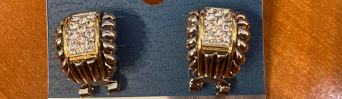 THE LUXE NK GLAM GIRL LUXURY COLLECTION - SILVER/GOLD TWISTED HOOPS WITH RHINESTONE - E4086