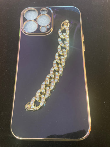 THE LUXE NK GLAM GIRL CELL PHONE CASE COLLECTION - GLAMOUR GIRL RHINESTONE CUBAN LINK CASE