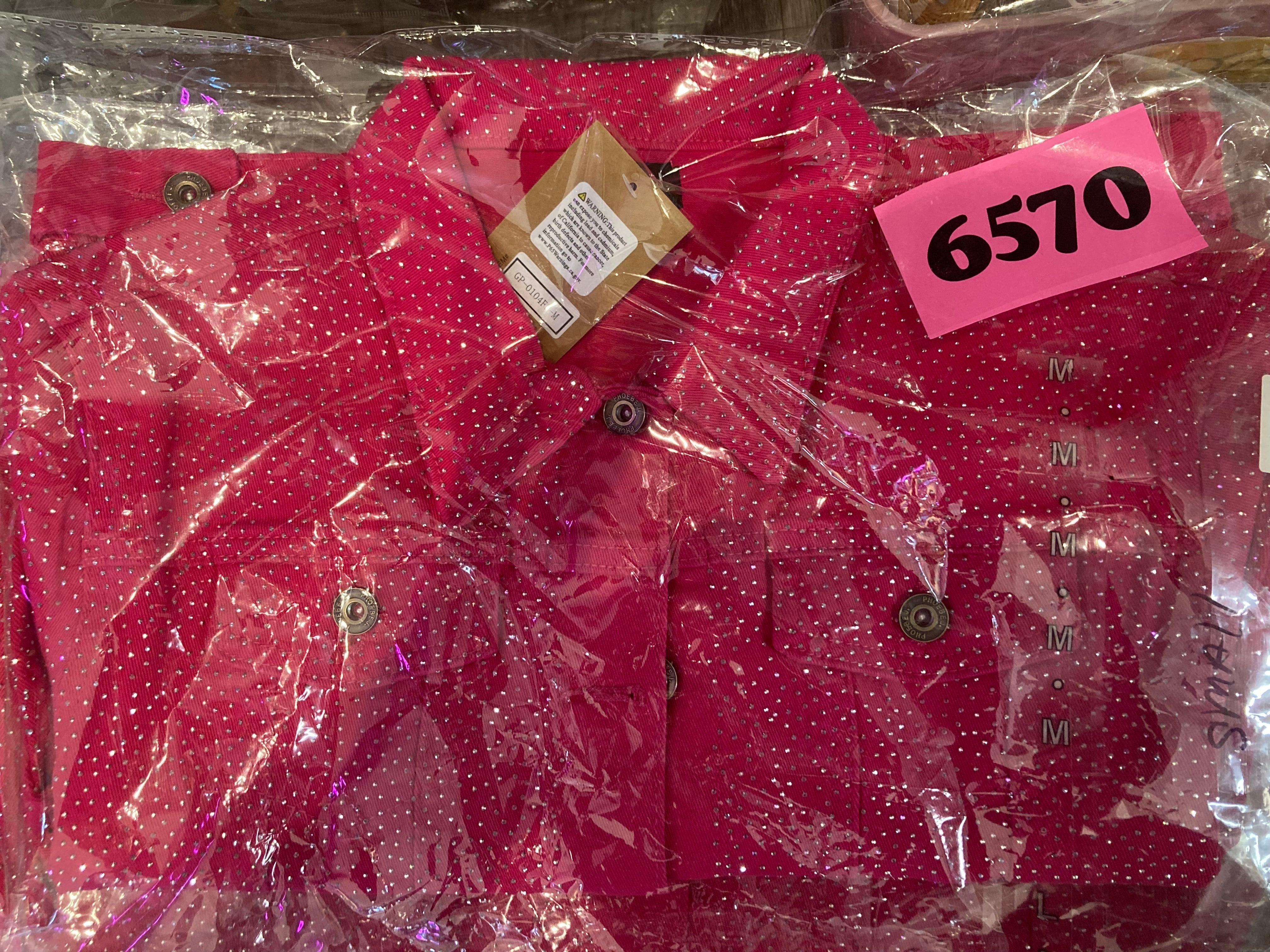 THE LUXE NK GLAM GIRL APPAREL COLLECTION-NK GLAM FLY GIRL RHINESTONE JACKET -HOT PINK-#6570