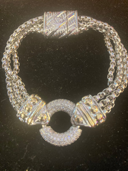 THE LUXE NK GLAM GIRL LUXURY JEWELRY COLLECTION - RHINESTONE CLUSTERED MAGNETIC CLASP BRACELET & BANGLES