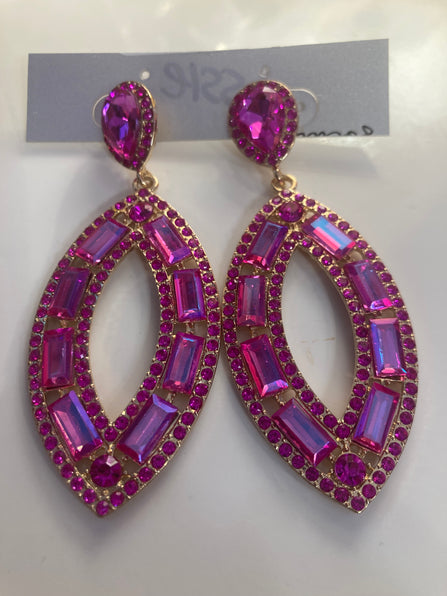 THE LUXE NK GLAM GIRL ACCESSORY & BELT COLLECTION - MULTI COLORED RHINESTONE EARRINGS -  -