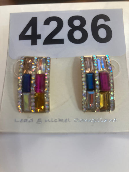 THE LUXE NK GLAM GIRL ACCESSORY & BELT COLLECTION - MULTI COLORED RHINESTONE EARRINGS -  -