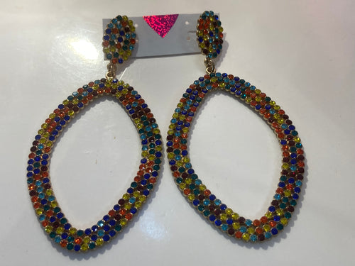 THE LUXE NK GLAM GIRL ACCESSORY & BELT COLLECTION - MULTI COLORED RHINESTONE EARRINGS -  -