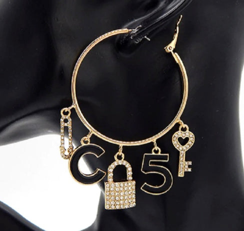 THE NK GLAM GIRL LUXURY JEWELRY COLLECTION - THE CLASSY CHICK CHARM HOOP SET - YE3429