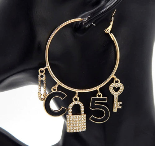 THE NK GLAM GIRL LUXURY JEWELRY COLLECTION - THE CLASSY CHICK CHARM HOOP SET - YE3429