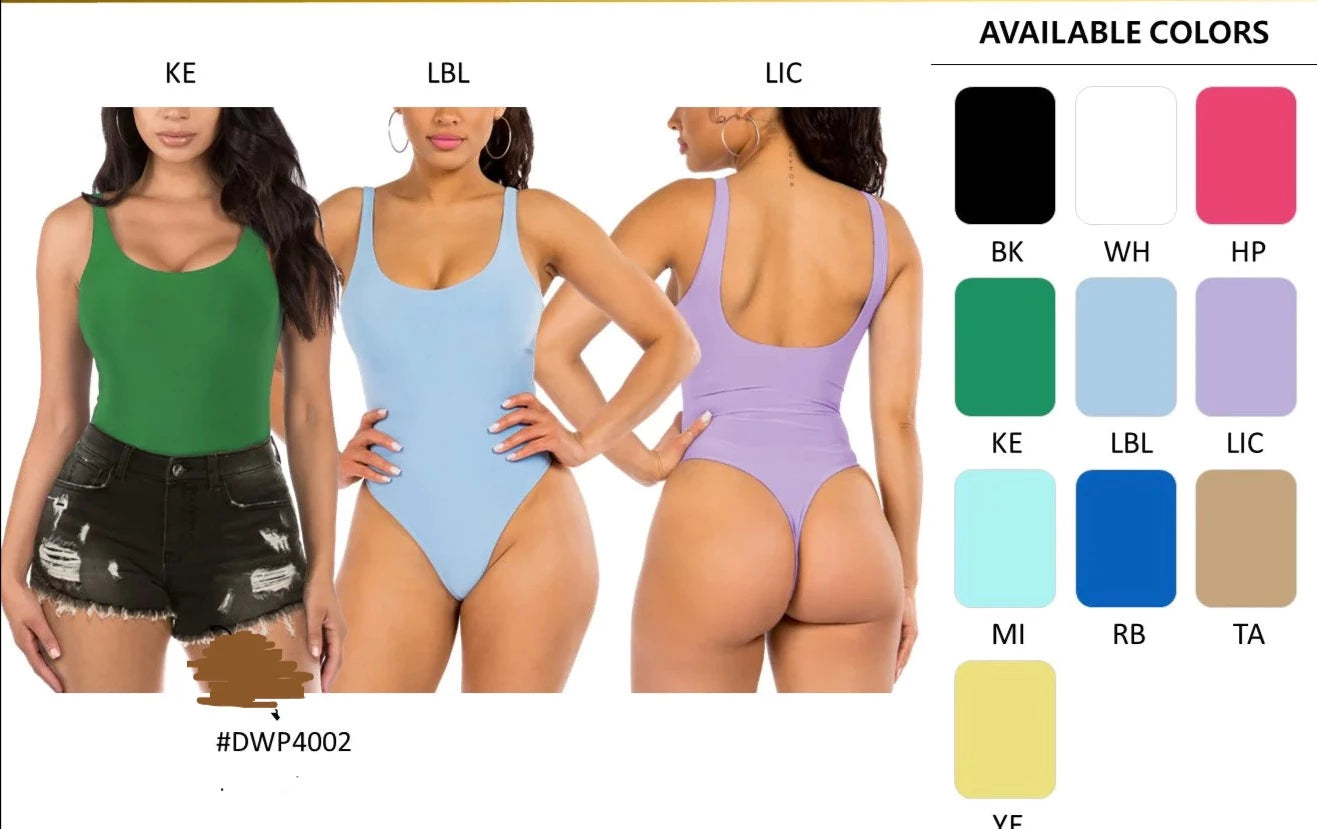 THE LUXE NK GLAM DOUBLELINED TANK BODYSUIT-J3513