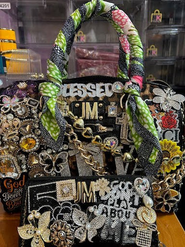 THE LUXE NK GLAM GIRL LUXURY CUSTOM CHUNKY JUNK SPEEDY HANDBAG- JUNK