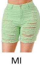 THE LUXE NK GLAM HIGH WASTED RIPPED SHORTS-MM3001