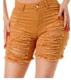 THE LUXE NK GLAM HIGH WASTED RIPPED SHORTS-MM3001