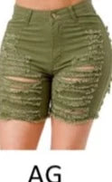 THE LUXE NK GLAM HIGH WASTED RIPPED SHORTS-MM3001