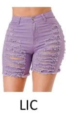 THE LUXE NK GLAM HIGH WASTED RIPPED SHORTS-MM3001