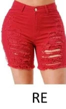 THE LUXE NK GLAM HIGH WASTED RIPPED SHORTS-MM3001
