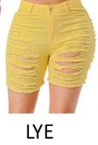 THE LUXE NK GLAM HIGH WASTED RIPPED SHORTS-MM3001