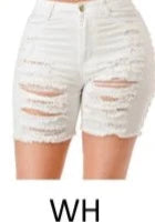 THE LUXE NK GLAM HIGH WASTED RIPPED SHORTS-MM3001