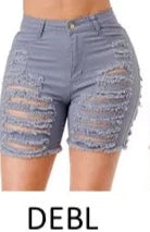 THE LUXE NK GLAM HIGH WASTED RIPPED SHORTS-MM3001