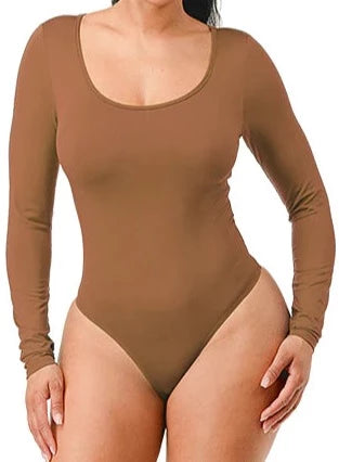 THE LUXE NK GLAM LONG SLEEVE ROUND NECK BODYSUIT-MMT5001