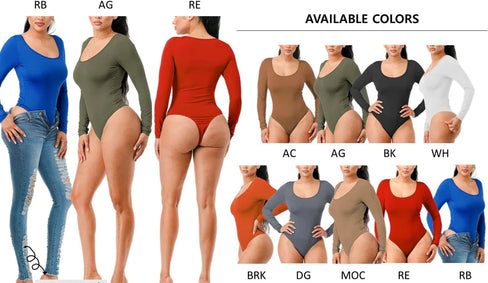THE LUXE NK GLAM LONG SLEEVE ROUND NECK BODYSUIT-MMT5001