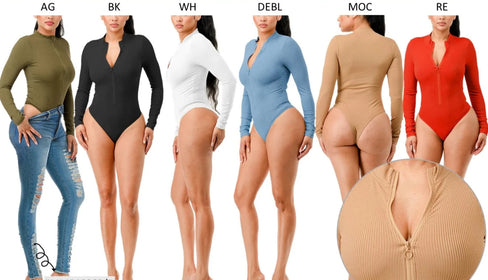 THE LUXE NK GLAM LONG SLEEVE ROUND NECK BODYSUIT-MMT5001