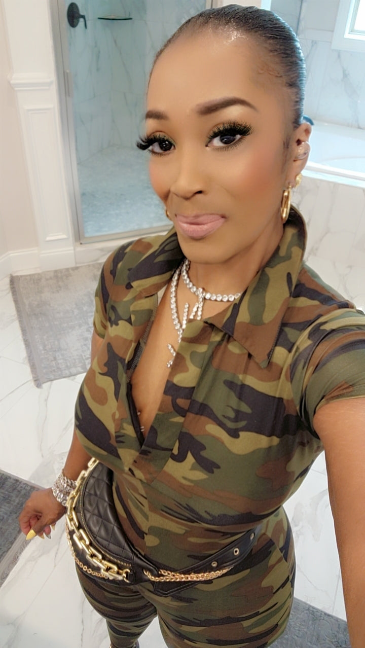 THE LUXE NK GLAM CAMO JUMPSUIT-JS3336