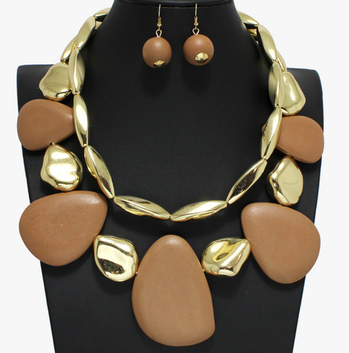 THE LUXE NK GLAM GIRL CLASSIC DOUBLE LAYERED GOLD NECKLACE SET-JN1048