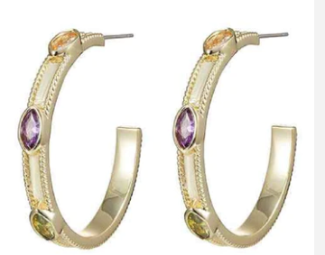 THE LUXE NK GLAM GIRL LUXURY JEWELRY COLLECTIONS-14K PLATED MULTI COLORED RHINESTONE