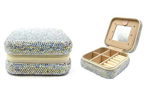 THE LUXE NK GLAM GIRL CUSTOM RHINESTONE COLLECTION - BLING COMPACT JEWELRY BOX-6620