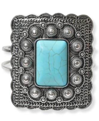 THE LUXE NK GLAM FLY WESTERN GLAM GIRL BIG TURQUOISE STONE BANGLE BRACELET - VOLUME2