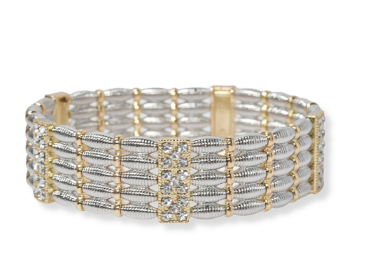THE LUXE NK GLAM GIRL LUXURY JEWELRY COLLECTION - RHINESTONE CLUSTERED MAGNETIC CLASP BRACELET & BANGLES
