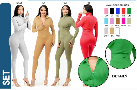 THE LUXE NK GLAM GIRL BASIC SEAMLESS 2PC ACTIVE SET COLLECTION- 2176A