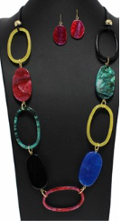 THE LUXE NK GLAM GIRL CLASSIC GEOMETRIC MATTE ACRYLIC LONG NECKLACES-YNE4905