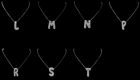 THE LUXE NK GLAM GIRL CUSTOM JEWELRY COLLECTIONS-SILVER IRIDESCENT BLING INITIAL PENDANT NECKLACE-#10366