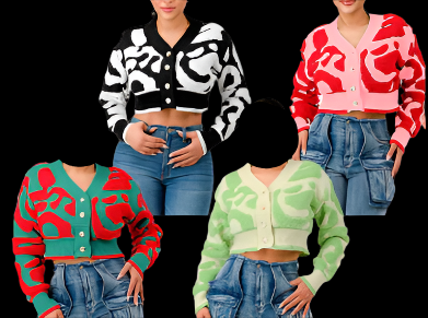 THE NK GLAM GIRL FASHION SWEATER COLLECTIONS- NK FLEECE CROP SWEATER-#10802
