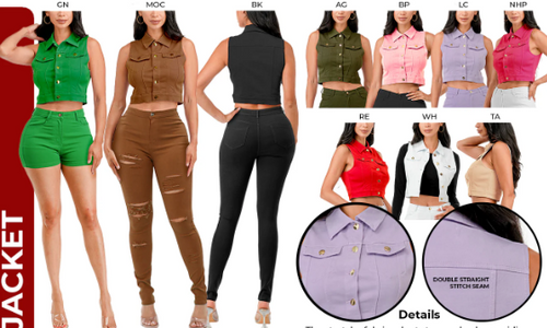 THE LUXE NK GLAM COLORFUL JEAN VEST COLLECTIONS-VEST5001