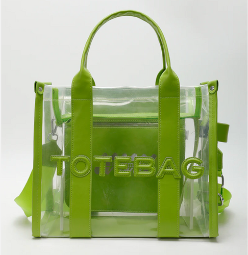 FLY GIRL PATCHWORK CLEAR GLAM TOTE BAG