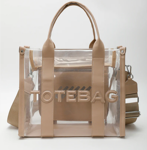 FLY GIRL PATCHWORK CLEAR GLAM TOTE BAG