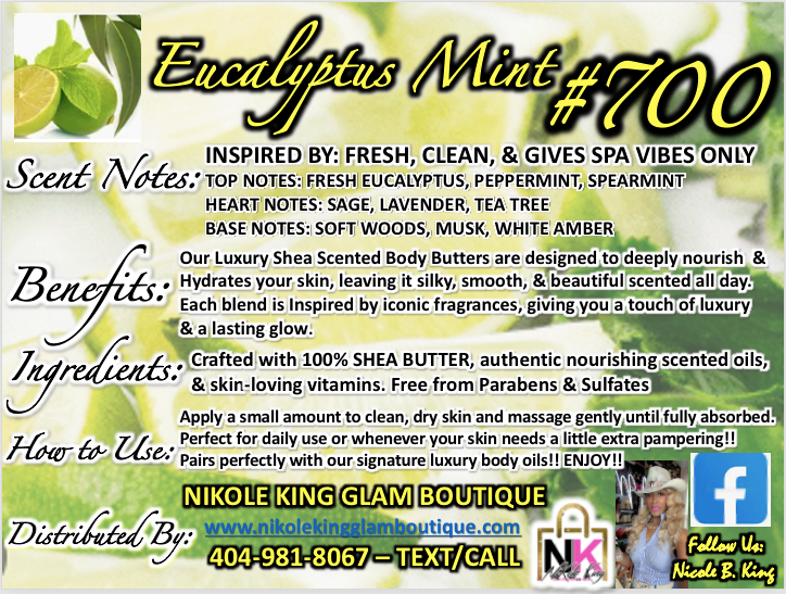 NK INSPIRED LUXE LINE SHEA BODY BUTTERS & OIL COLLECTIONS-#700-EUCALYPTUS MINT